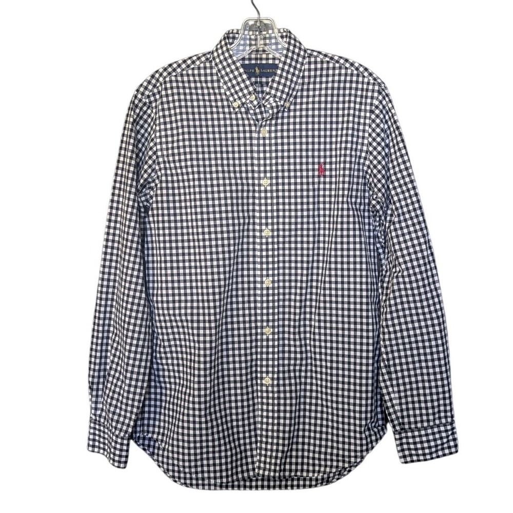 Ralph Lauren Men's Black Gingham Button‑Down Shirt – Classic Fit - Small